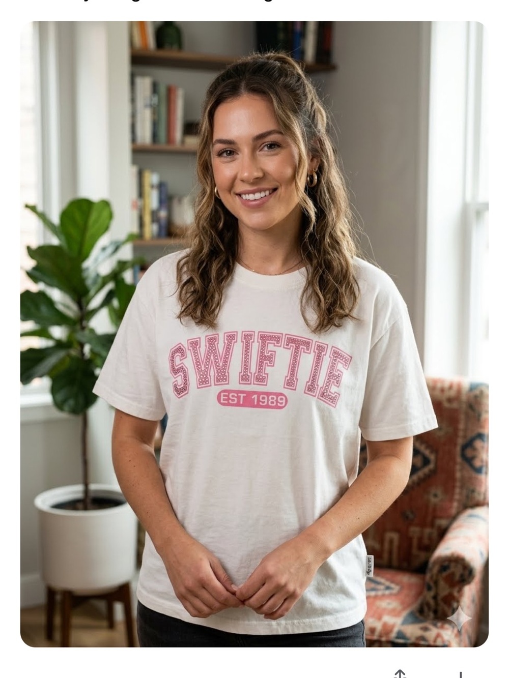 Women's Rose Crystal Swiftie Tee from the brand Lola + The Boys Sz M Cotton💥